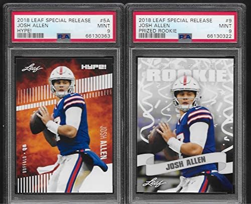 PSA 2018 Josh Allen Leaf Prissed & Hype Special RELEAM 2 ROOKIE LOTE em seu uniforme Bills Classificado PSA Mint 9