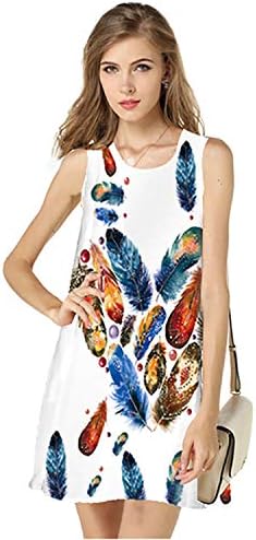 ANDONGNYWELL Feminino de verão feminino feminino com estampa de vestido de vestido de linhas de vestido de linha de linha de linha de linha