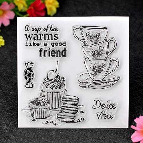 Ddoujoy Tea Cake Foren Background Samps Clear para decoração de cartas e scrapbooking DIY 3021563