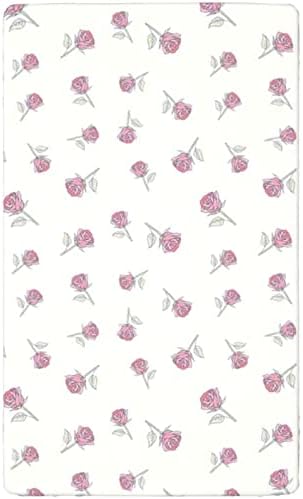 Mini-berço com tema de rosa, lençóis de berço, lençóis de berço portáteis folhas de colchão de criança macia.