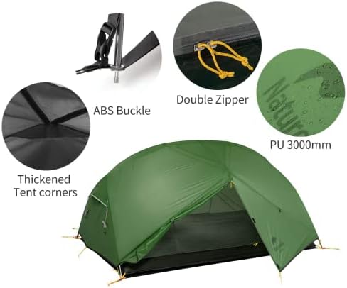 Naturehike Mongar 2 Percenizando a barraca de mochila 3 Temporada Camping tenda Ultralight Double Camada Free Standing