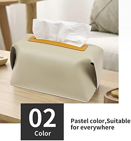 Caixa de papel de 2 pacote de lenços de papel, suporte de lenço de lenços quadrados de couro moderno - suporte/organizador