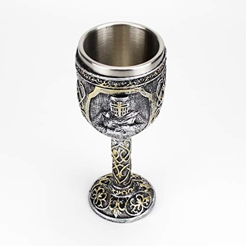 Cálice LDXFT, Cálice Knight de aço inoxidável, copo de vinho tinto medieval, adequado para jantar de bar, carnaval,
