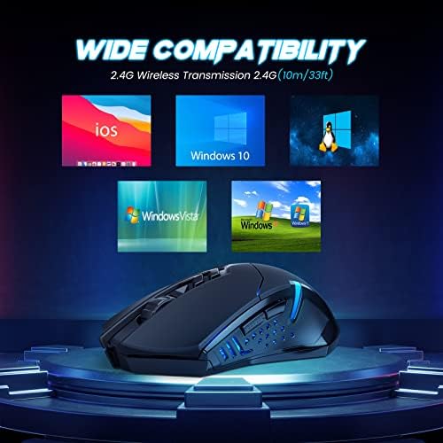 TAGGE TIGHER sem fio Mouse de games-USB Acessórios para PC sem fio ratos Computer com lapso azul de LED Litado,