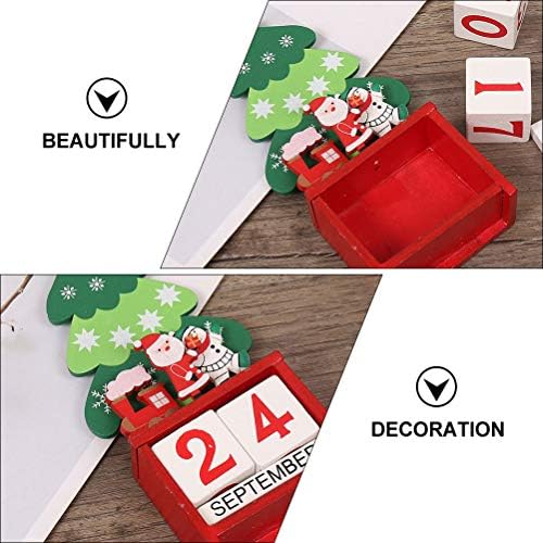 ABOOFAN 2PCS Wooden Christmas Calendário de Natal Acessório de Desktop Ornament Party Favors