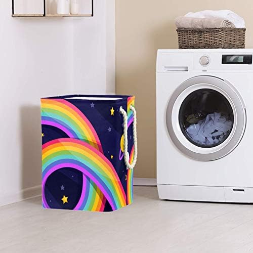 Mapolo Laundry Tester Rainbow Stars Stars de lavanderia dobrável cesta de armazenamento com alças suportes destacáveis ​​bem segurando