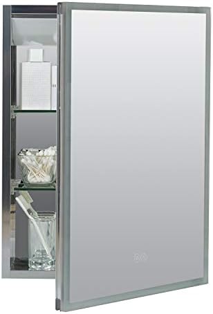 Zenna Home Edge Led Led Mirror Designer Series Cabinet Medicine, 17,7 x 23,5 polegadas, alumínio