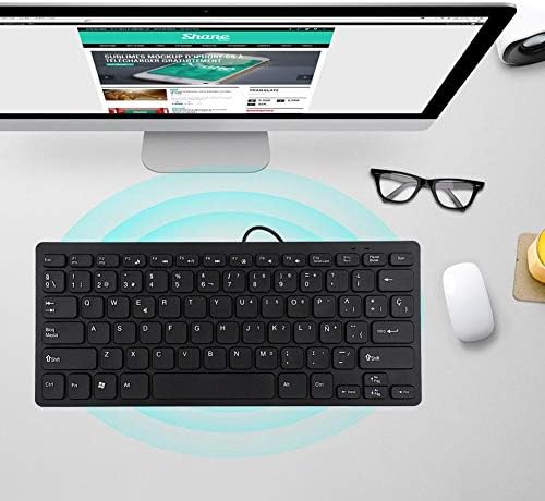 Wendry Mini teclado com fio Ultra-fino 78 teclados USB, teclado portátil do teclado Espanhol USB para computador