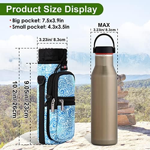 Aupet Water Bottle Sling Saco de manga Portador de manga 25/32/40/64 oz, cobertura isolada de garrafa de água de crossbody