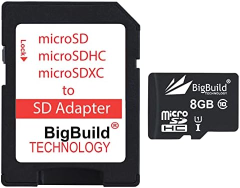 BigBuild Technology 8 GB Ultra Fast 80MB/S MicroSDHC Cartão de memória para Huawei P20, P30, P40/P40 Lite/P40 Pro, P50/P50