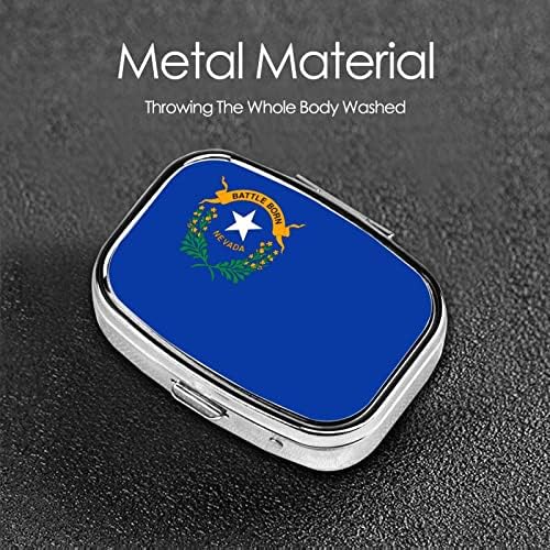 Bandeira do Nevada Square Mini Box Box Metal Medic Medicing Organizer Travel Friendly Portable Pill Case
