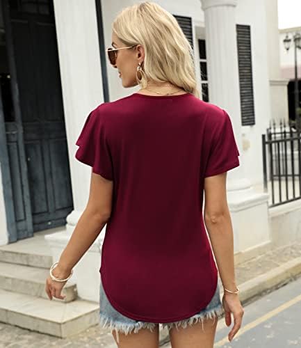 Tops casuais de negócios femininos camisetas de pescoço redondo de verão BLOUS DE TUNICA TUNICA DE MANUFA CURTA DE MANUS DE