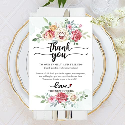 Casamento de agradecimento Cartões de configuração, recepção de casamento de vegetação cartões de agradecimento, peças centrais de