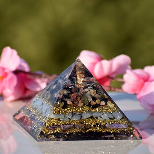 Dream pirâmide de cristal de orgonita holística - cura Charoite angelite e cristal de pirâmide multi -turmalina para decoração metafísica