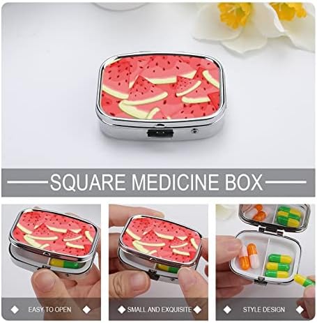 Caixa de comprimidos Red Melancia em forma de quadrado Caixa de comprimido de comprimido portátil Pillbox Vitamina Recipiente Organizador do comprimido com 3 compartimentos