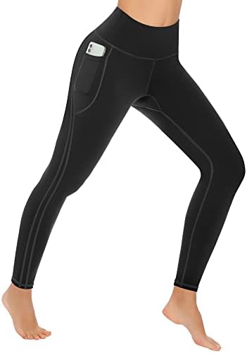 Miridade 4 Pacote Leggings de ioga com bolsos para mulheres - Calças de controle de barriga de cintura alta para treino