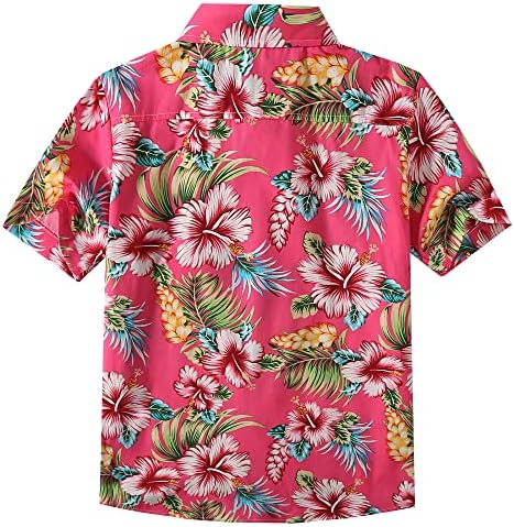 SSLR Big Boys Hawaiian Casal Cotton Casual Manga Camisetas Up