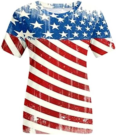 4 de julho camisetas camisetas para mulheres de manga curta Túnica de túnica American Flag estrelas listradas camisetas patrióticas