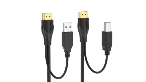 Yinker 6ft/1,8m 2 pacote USB HDMI KVM Cabo para interruptor HDMI KVM ， Integrado com HDMI USB A a HDMI USB B