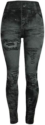 Perneiras de cintura alta para mulheres impressão de jeans mole opacão fino tanques de comprimento total elevador
