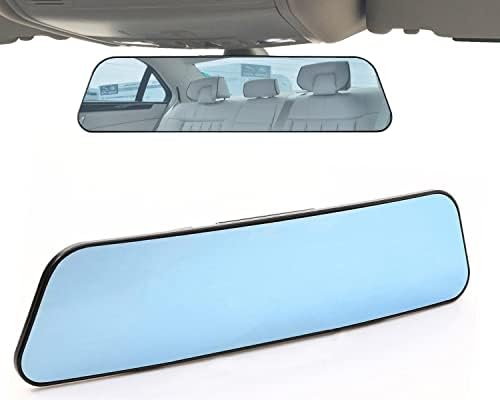 Espelho da vista traseira, espelho retrovisor panorâmico de 11,8 polegadas, espelho retrovisor, espelho de vista traseira de clipe interior de carro interior para reduzir o ponto cego de maneira eficaz para caminhões de SUV de carro-convexo-azul