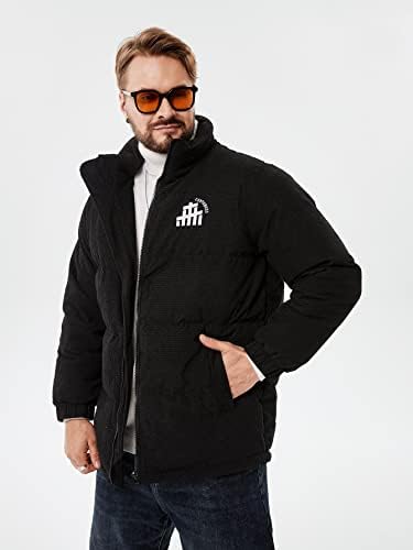Oshho Jackets for Women - Men letra Graphic Zip Up Cordoy Down Coat