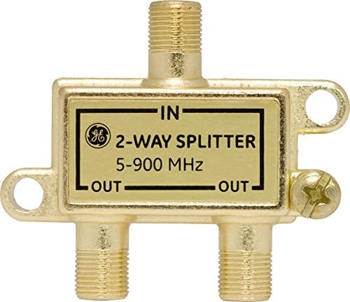 GE Digital Splitter coaxial bidirecional, trabalha com HDTV, amplificadores, antenas amplificadas, compatível com coaxial RG6, faixa de 5-900 MHz, resistente à corrosão, conectores banhados a ouro, 23218