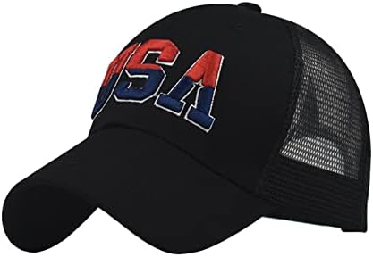 Chapéus de caminhão de chapéu de bandeira dos EUA para homens Mulheres Mesh malha de verão Ajuste Algodão respirável Patriótico American Bandeira Baseball Caps
