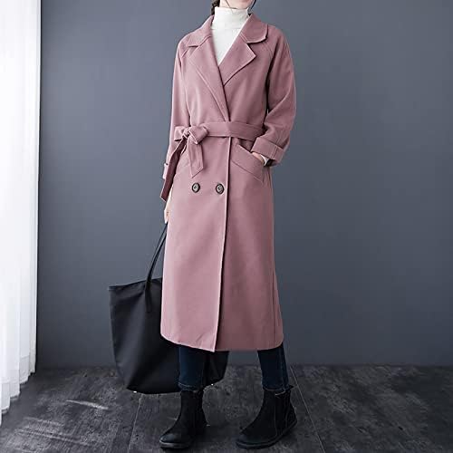 Moda feminina Comutora de lã de lã de cor sólida Casa de pano de pano de lã de lã para fora casacos de inverno feminino