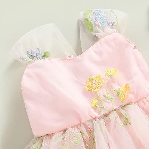 Vestido de macacão de bebê menina babado de renda com mangas de macacão sem mangas com traje floral vestido floral