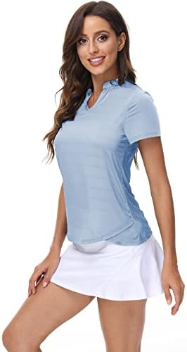 Dotin Women's 2 Pack de 2 pacote em V camisas de pólo de golfe de golfe curta Tops de treping sem gola de colarinho de gola