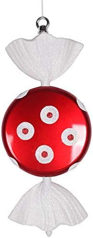 Vickerman 13 Red-White Swirl Flat Candy Christmas Ornament