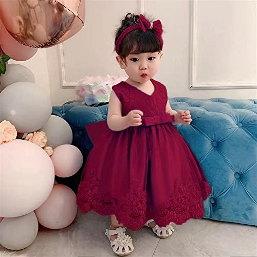 0-6t Criança de meninas de concurso vestidos de renda de renda Vestido de festas de aniversário de bebê com chapura