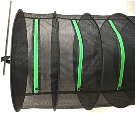 Hemoton dobrando roupas de secagem rack de 4 camadas secagem secadora de rede malha preta com zíperes verdes saco de armazenamento de cesto de hidropônicos de 60 cm de lavanderia de lavanderia