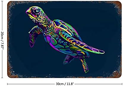 Abstrato neon tartaruga marinha metal retro imagens de parede pendurada em todos