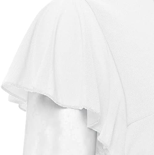 lcepcy feminino ocultar túnica de túnica casual blusas planícies colheitas de gobas de tripulante de manga curta T para usar