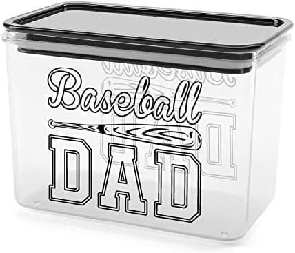 Baseball Dad Storage Recectadores Caixa de plástico transparente com tampas para caixas reutilizáveis ​​para lanches de cereais