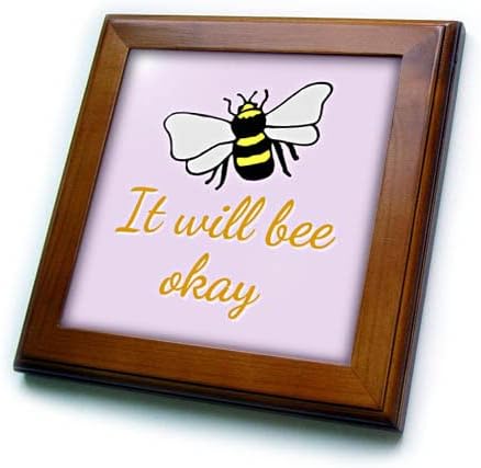 Imagem 3drose de abelha com o texto vai ser bem - ladrilhos emoldurados