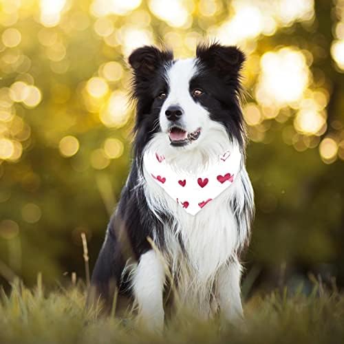 2 pacote de cachorro bandana coração impressão vermelha lenço de estimação de animais de estimação ajustável Bibs Acessórios