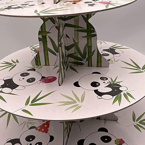 XIXIMENG 2 Pack Cupcake Stand 3- Stand de sobremesa de borda de borda de renda, suporte de bolo de tema panda