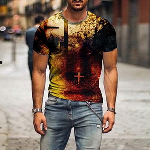 Moda masculina Jesus Cruz 3D Camiseta de t-shirt curta Manga curta Tees gráficos Tops camisetas da Bíblia religiosa cristã