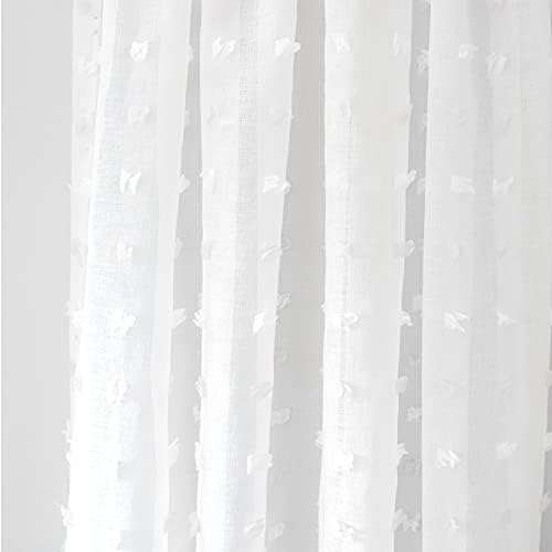 Drifraway Lily White Voile cortinas de janela pura para crianças bordadas bordadas com pom pom haste bolso 2 painéis