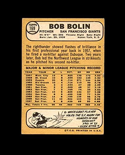 Bob Bolin assinou a mão de 1968 Topps San Francisco Giants Autograph