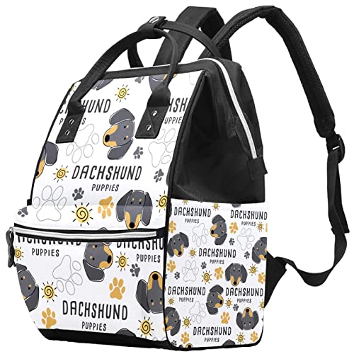 Dachshund Dog Paw Puppies raça padrões de fraldas Bolsas de fraldas mamãe mamãe Backpack de grande capacidade Bolsa de enfermagem