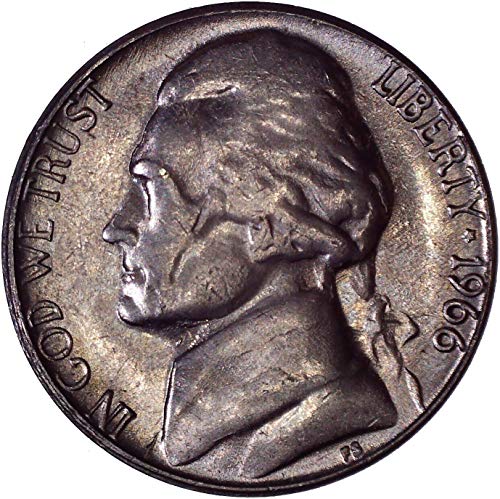 1966 Jefferson Nickel 5c Brilhante não circulado
