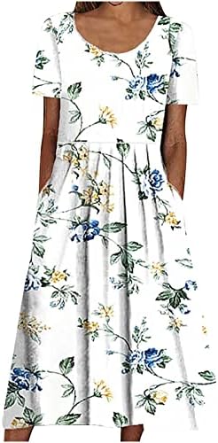 Vestidos de verão casuais ruziyoog 2023 estampa floral moderna manga curta