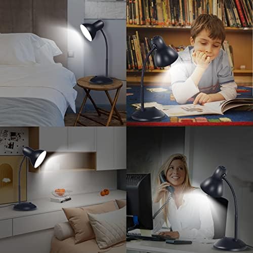 Lâmpada de mesa de LED Yeximee, lâmpada de mesa de pescoço preto ajustável, lâmpadas de mesa de estudo para o quarto, sala de estudo e escritório