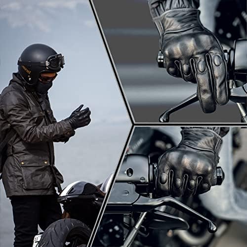 Luvas de motocicletas de couro Harssiney para homens, tela sensível ao toque, movimentação de motociclistas com proteção dura, acessórios para motocicletas para homem