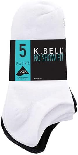 K. Bell Unisisex -Adult Men e Women's No Show Sock - 5 pares