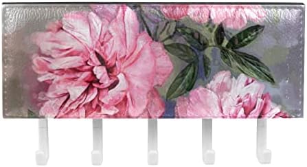 Ganchos Guerotkr para pendurar, ganchos de parede adesivos, ganchos autônomos, padrão floral de flor rosa rosa rosa